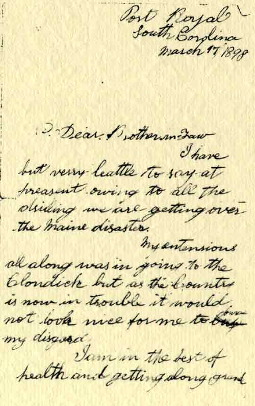 Denis Healy's Letter, 1898, p.1