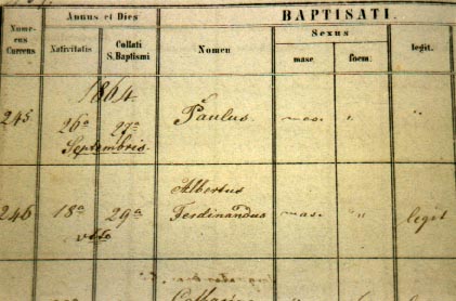 Left Page of Birth Record